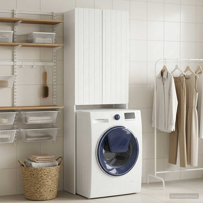 vidaXL Toilet Cabinet ZWOLLE High Gloss White 66 x 25.5 x 190 cm