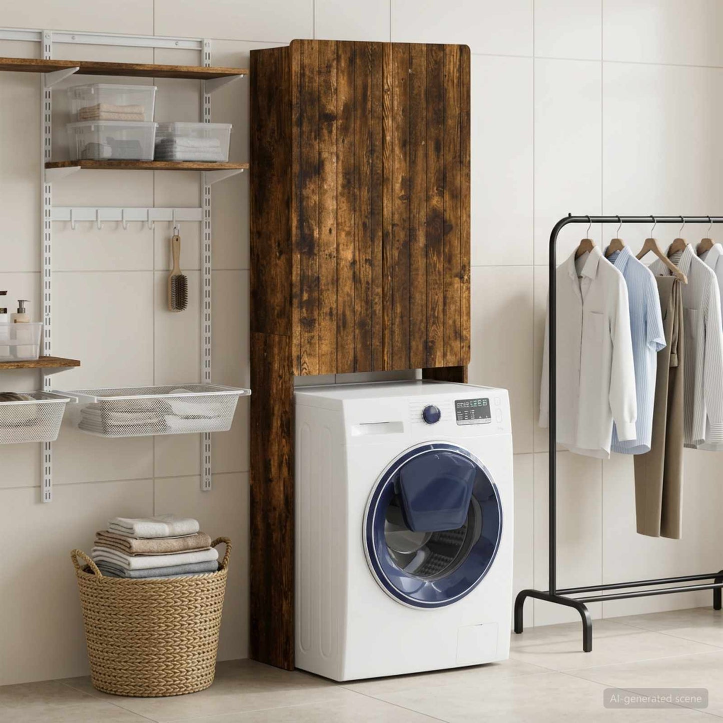 vidaXL Toilet Cabinet ZWOLLE Smoked Oak 66 x 25.5 x 190 cm