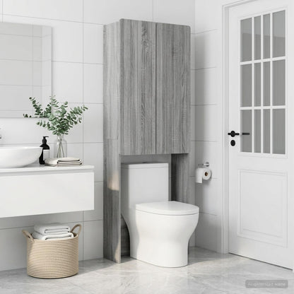 vidaXL Toilet Cabinet ZWOLLE Grey Sonoma 66 x 25.5 x 190 cm