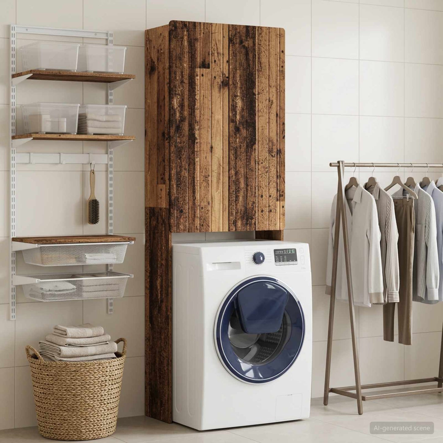 vidaXL Toilet Cabinet ZWOLLE Old Wood 66 x 25.5 x 190 cm