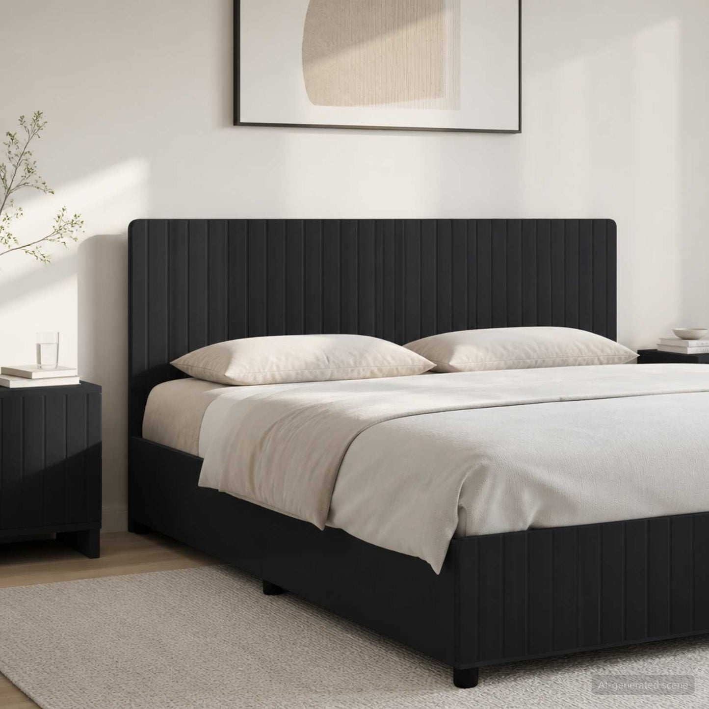 vidaXL Wall-Mounted Headboard ZWOLLE Black Engineered Wood