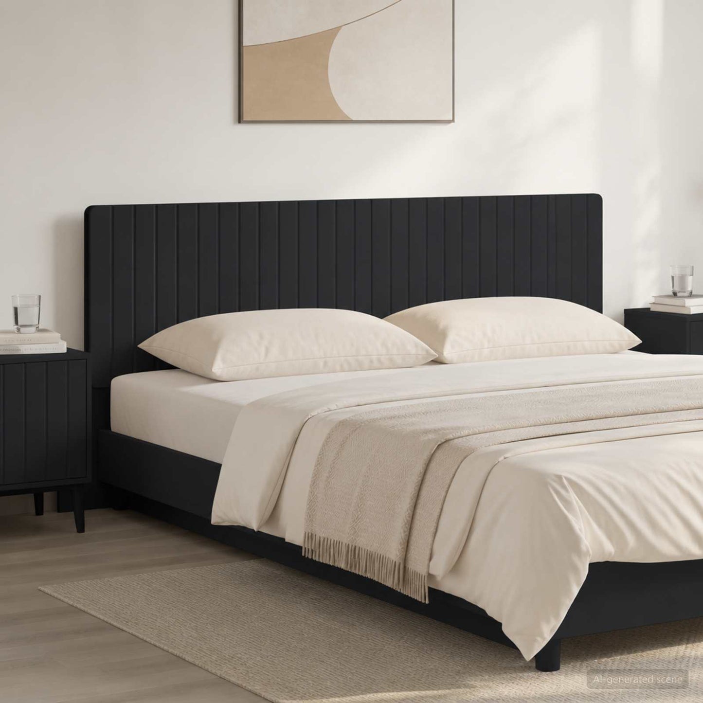 vidaXL Wall-Mounted Headboard ZWOLLE Black Engineered Wood