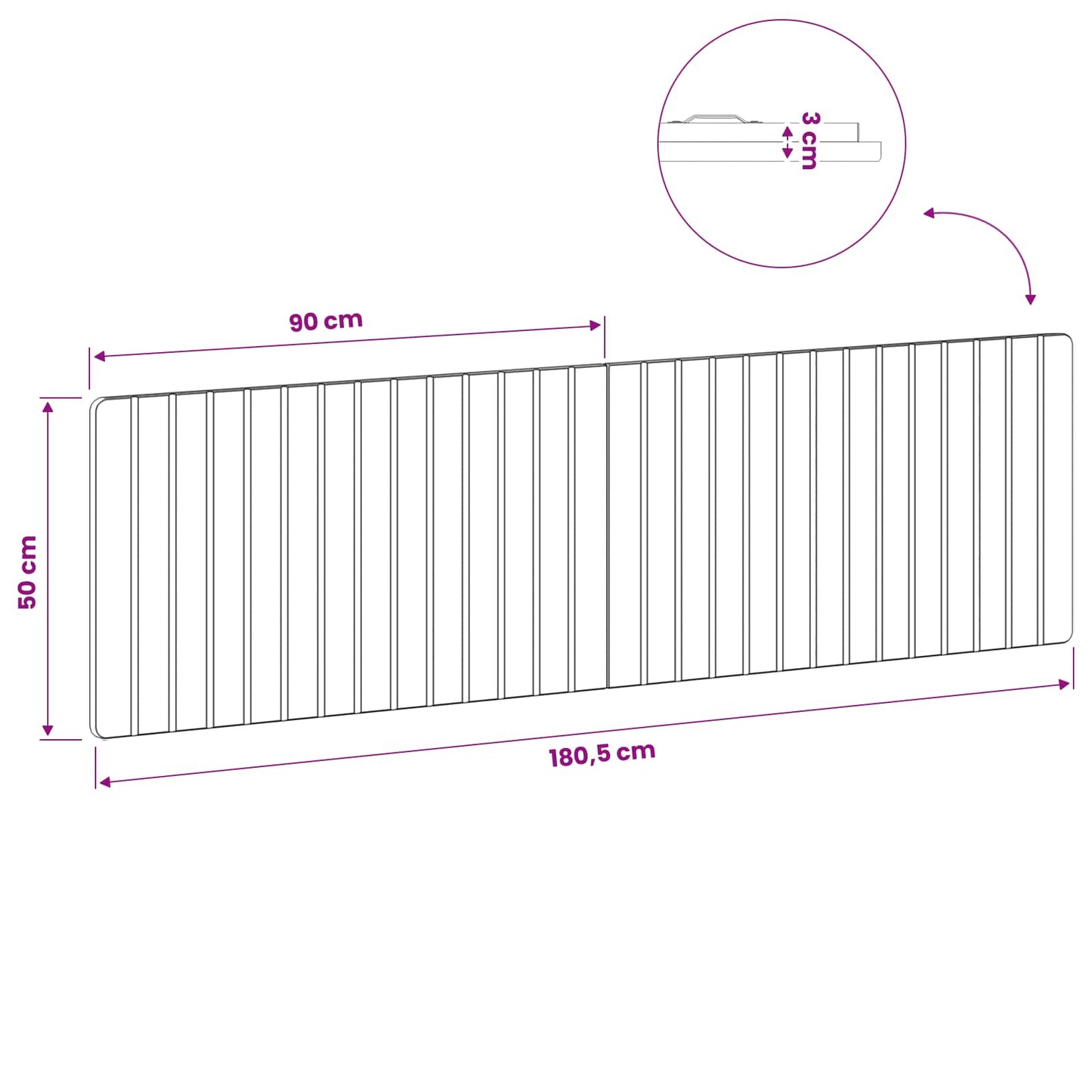 vidaXL Wall-Mounted Headboard ZWOLLE High Gloss White Engineered Wood