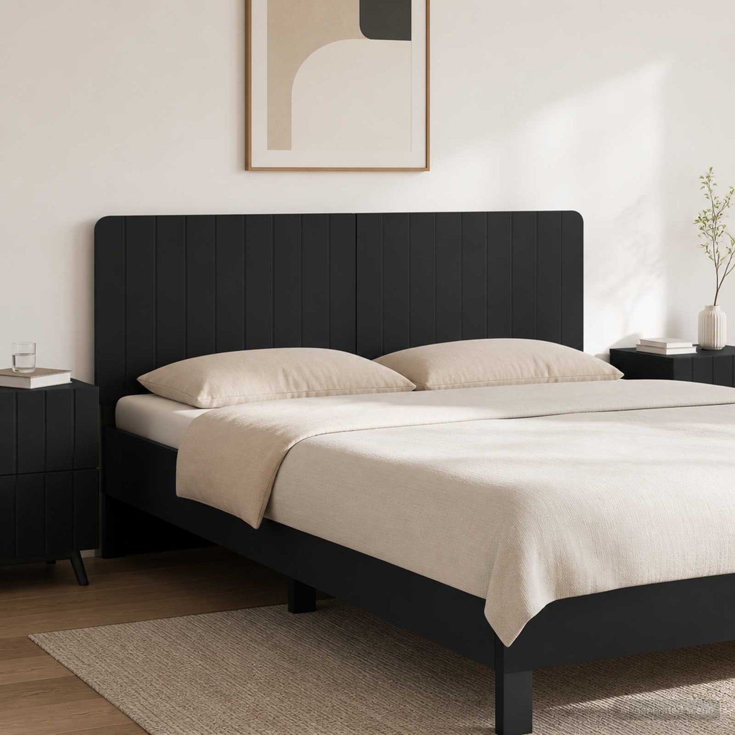 vidaXL Wall-Mounted Headboard ZWOLLE Black Engineered Wood
