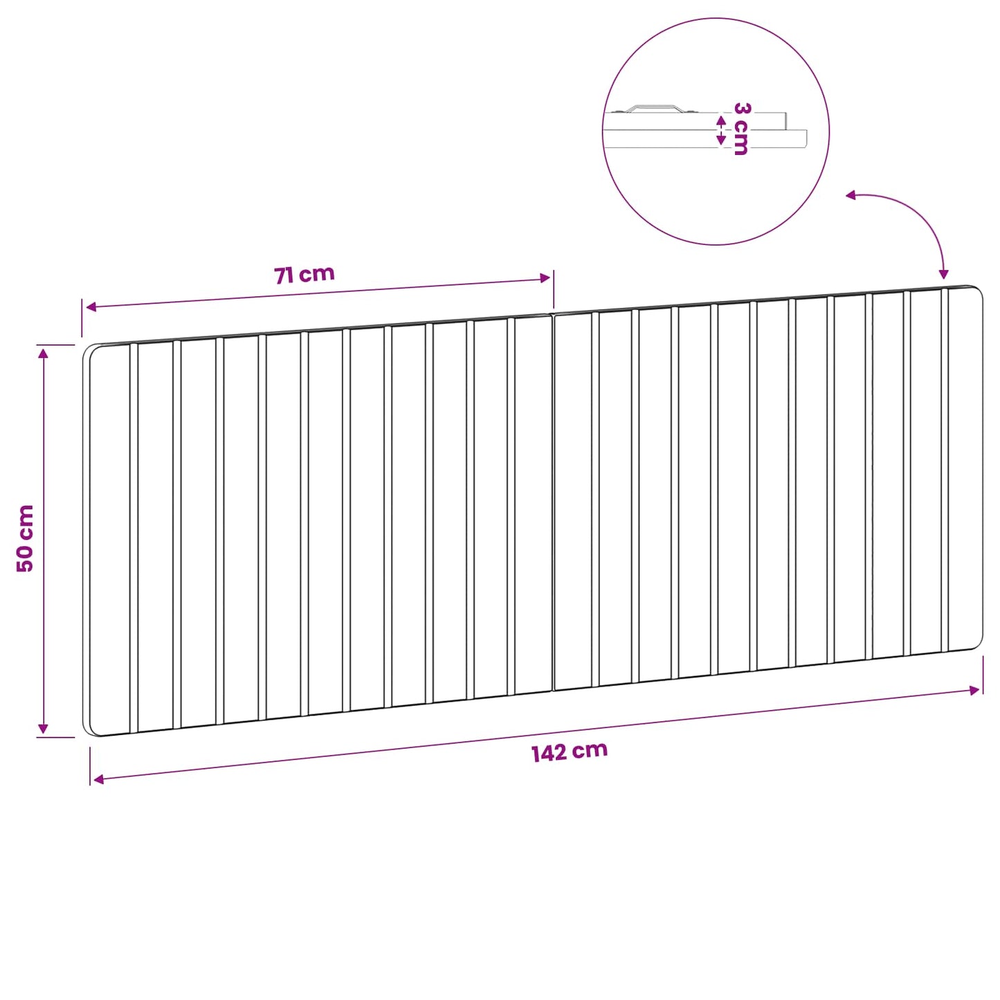 vidaXL Wall-Mounted Headboard ZWOLLE Concrete Grey Engineered Wood