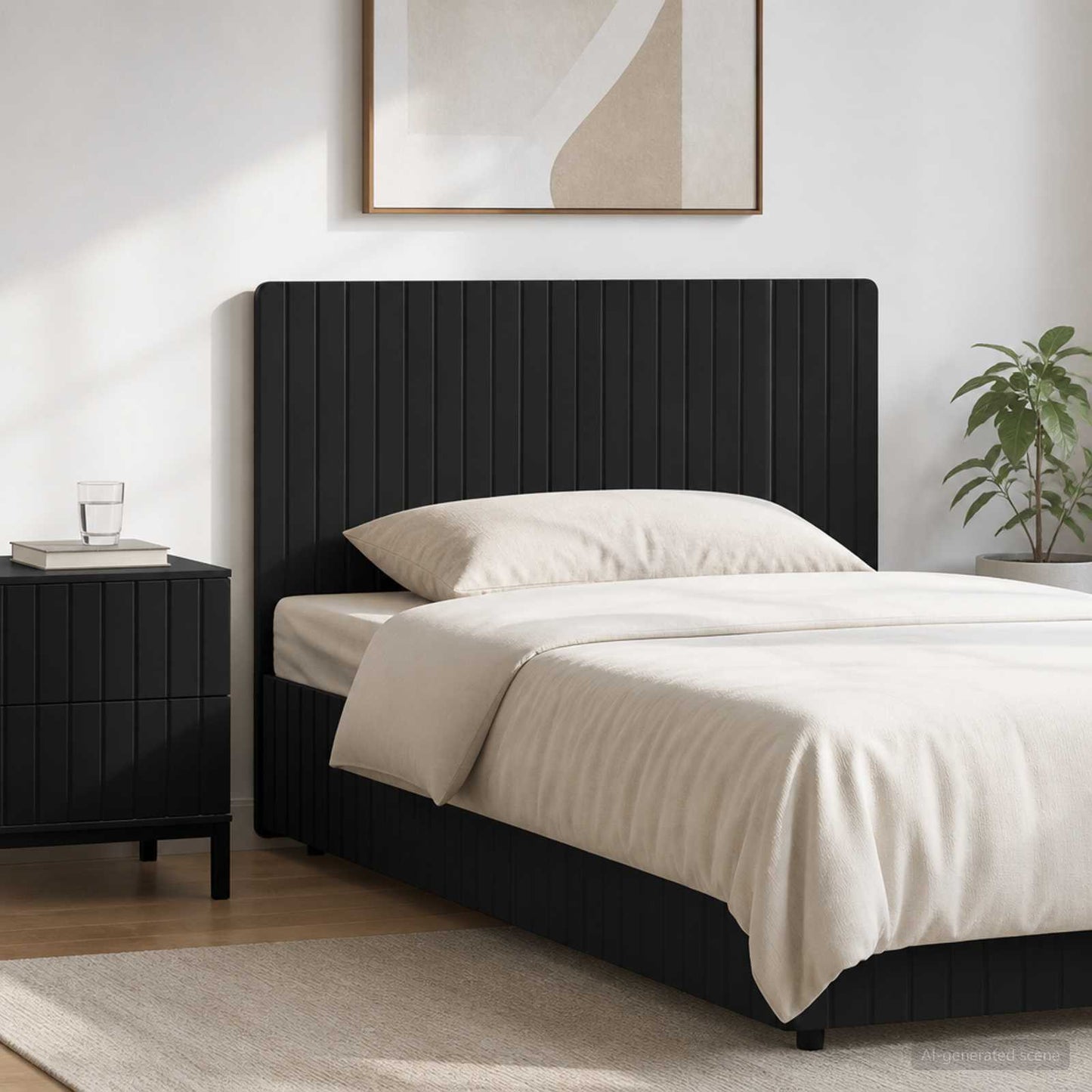 vidaXL Wall-Mounted Headboard ZWOLLE Black Engineered Wood