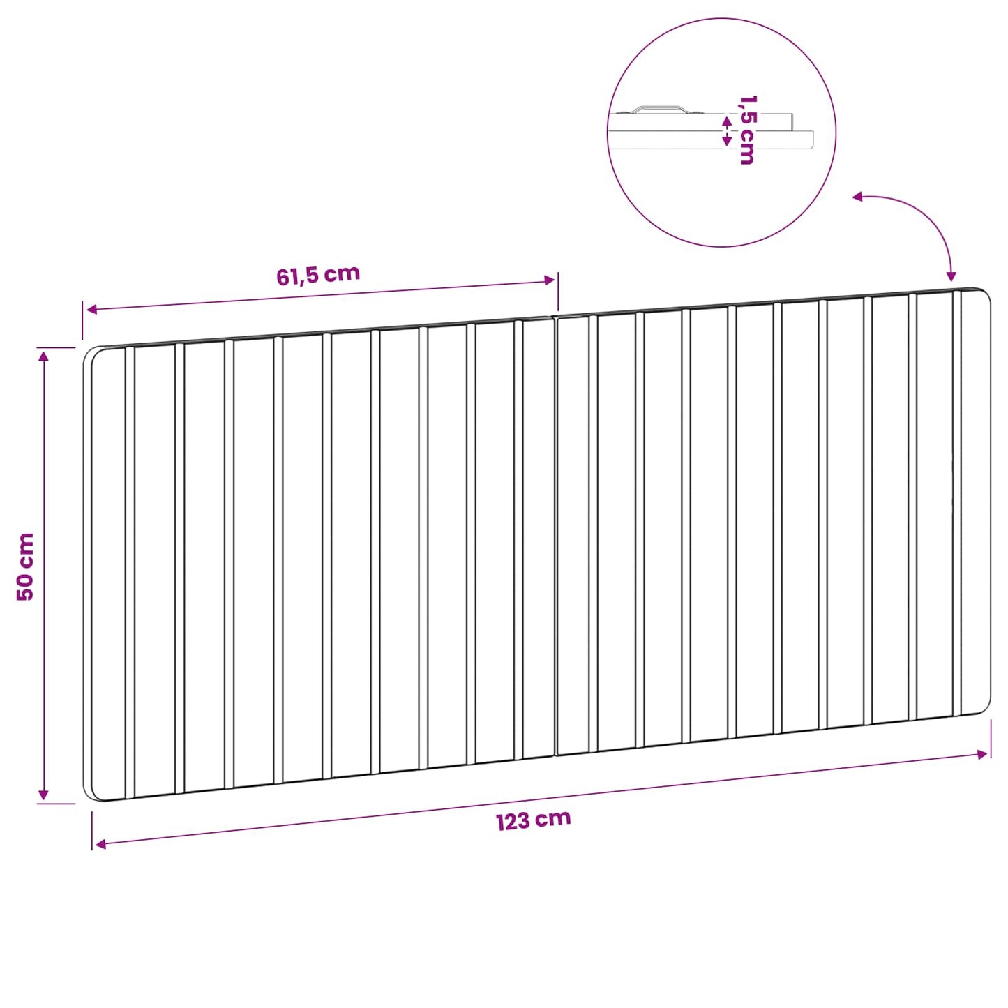 vidaXL Wall-Mounted Headboard ZWOLLE High Gloss White Engineered Wood