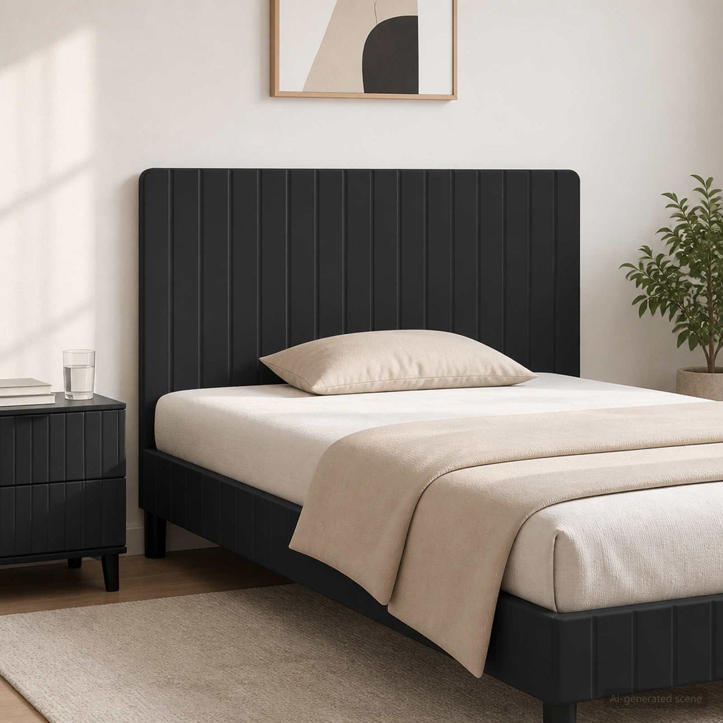 vidaXL Wall-Mounted Headboard ZWOLLE Black Engineered Wood