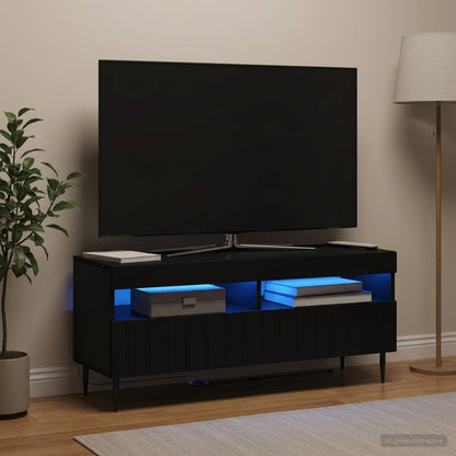 vidaXL LED TV Cabinet Black Engineered Wood