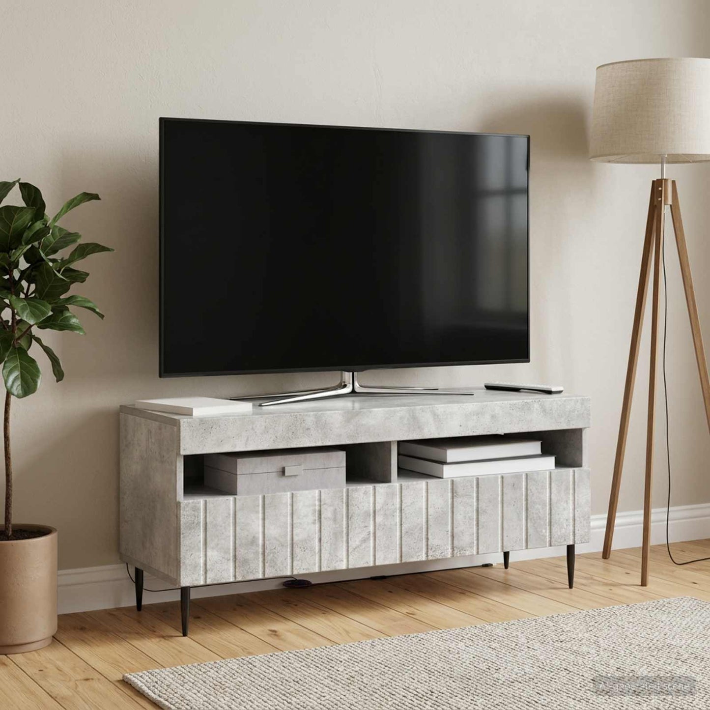 vidaXL LED TV Cabinet Concrete Grey Engineered Wood
