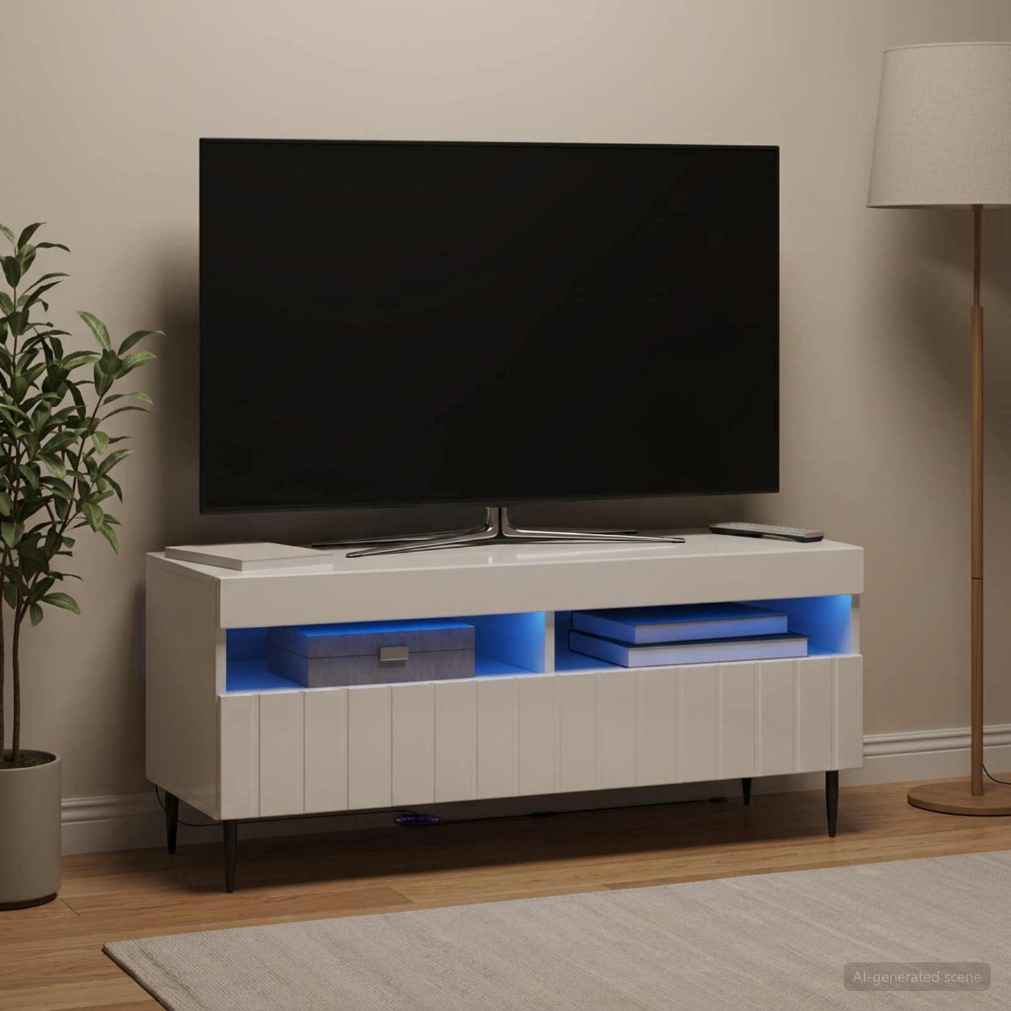 vidaXL LED TV Cabinet High Gloss White Engineered Wood