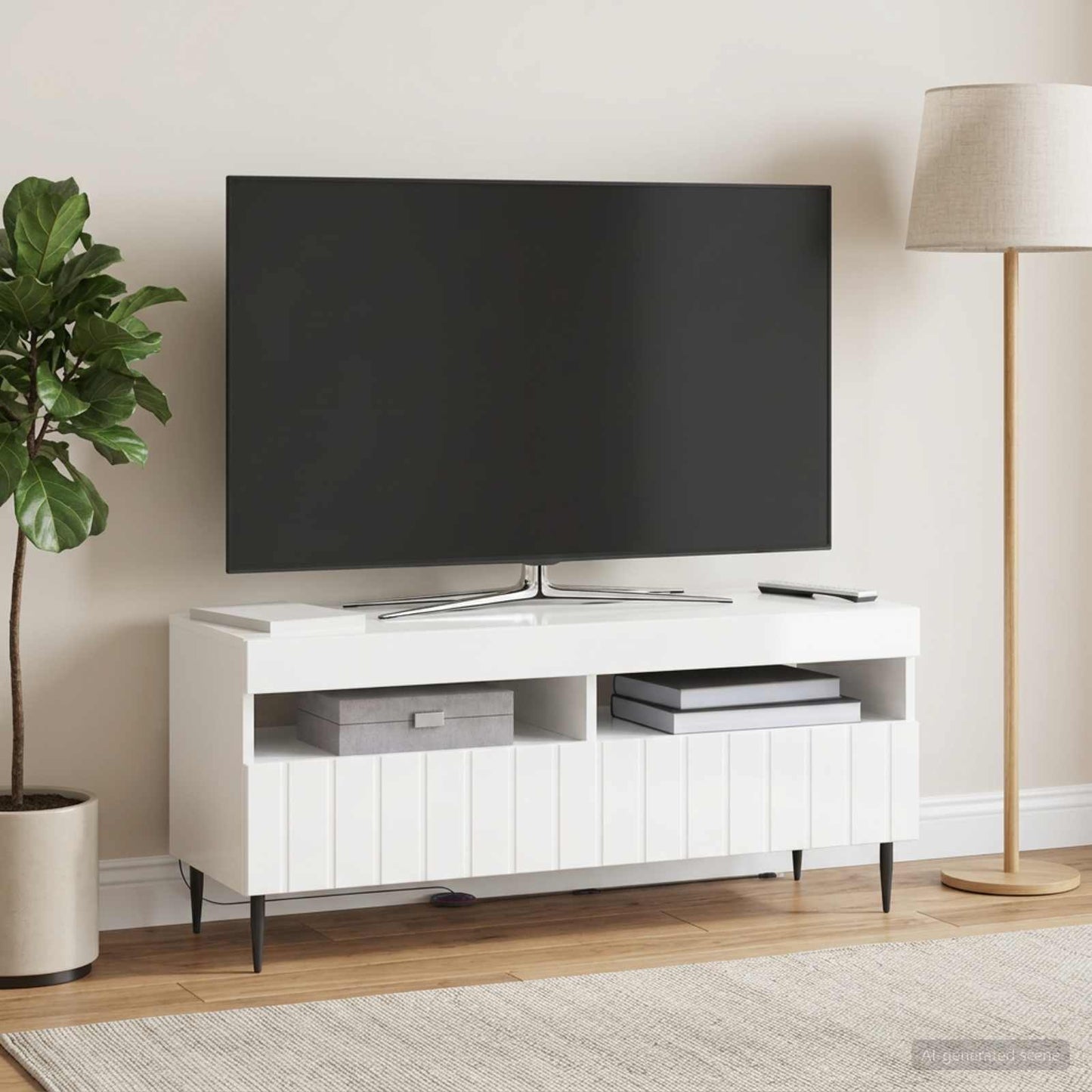 vidaXL LED TV Cabinet High Gloss White Engineered Wood