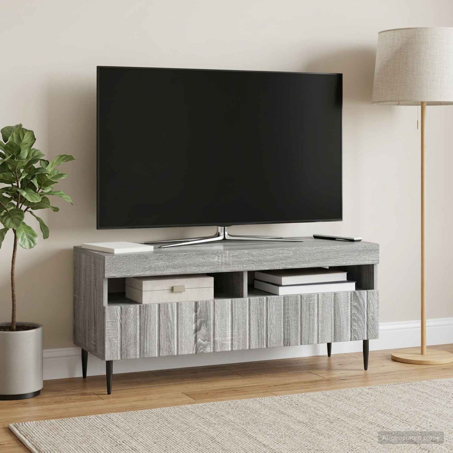 vidaXL LED TV Cabinet Grey Sonoma Engineered Wood