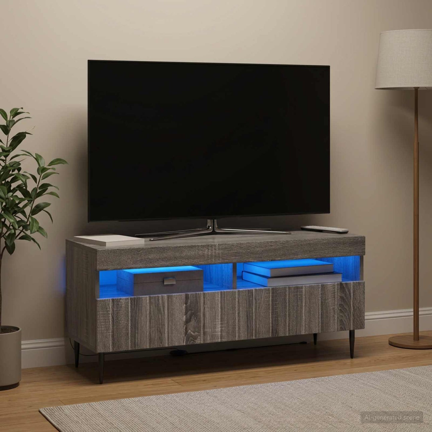 vidaXL LED TV Cabinet Grey Sonoma Engineered Wood
