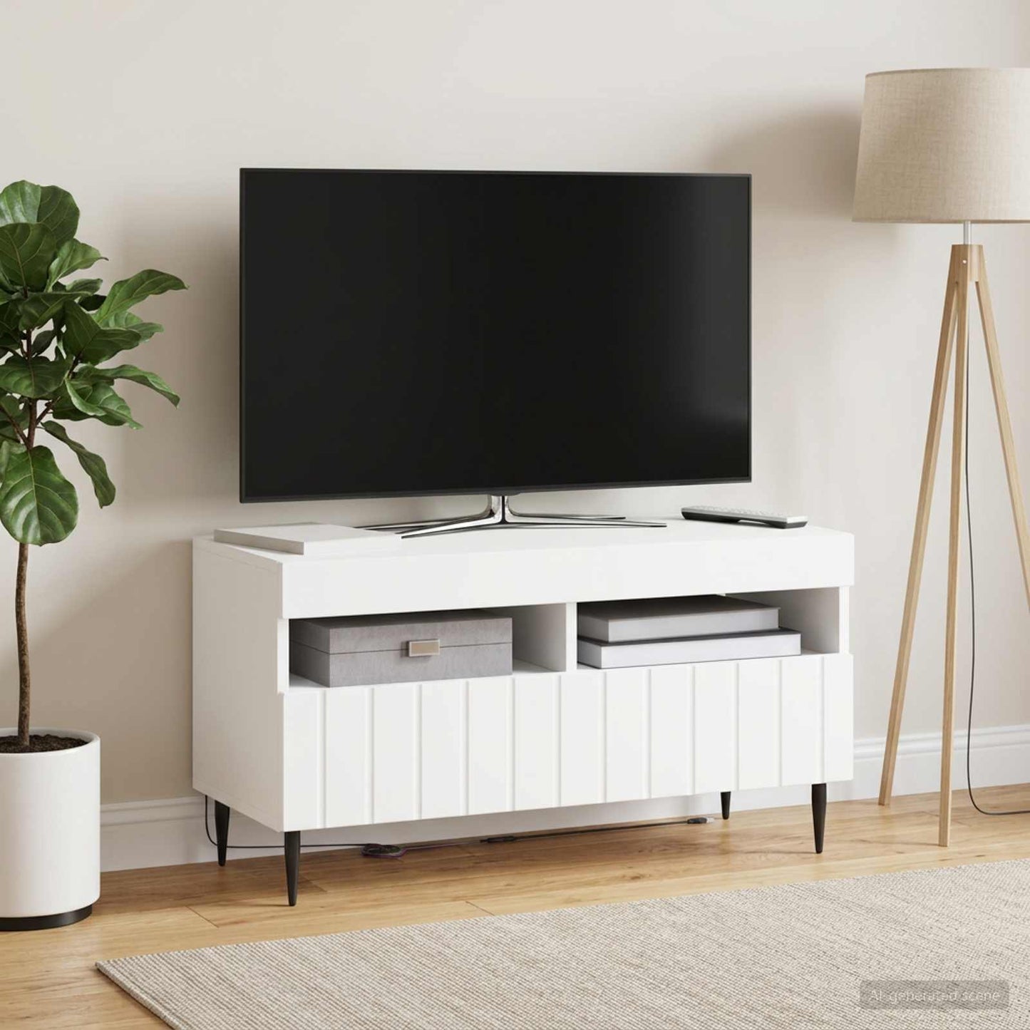 vidaXL LED TV Cabinet White Engineered Wood