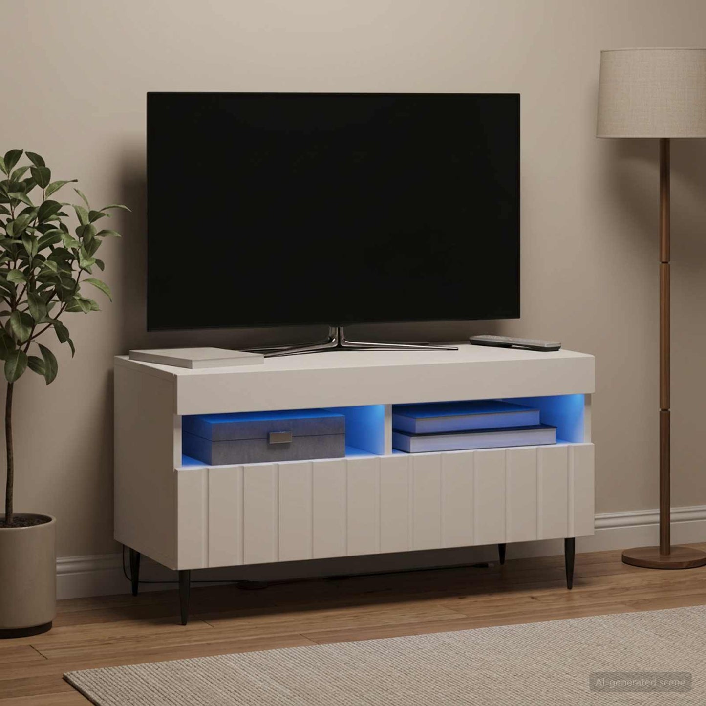 vidaXL LED TV Cabinet White Engineered Wood