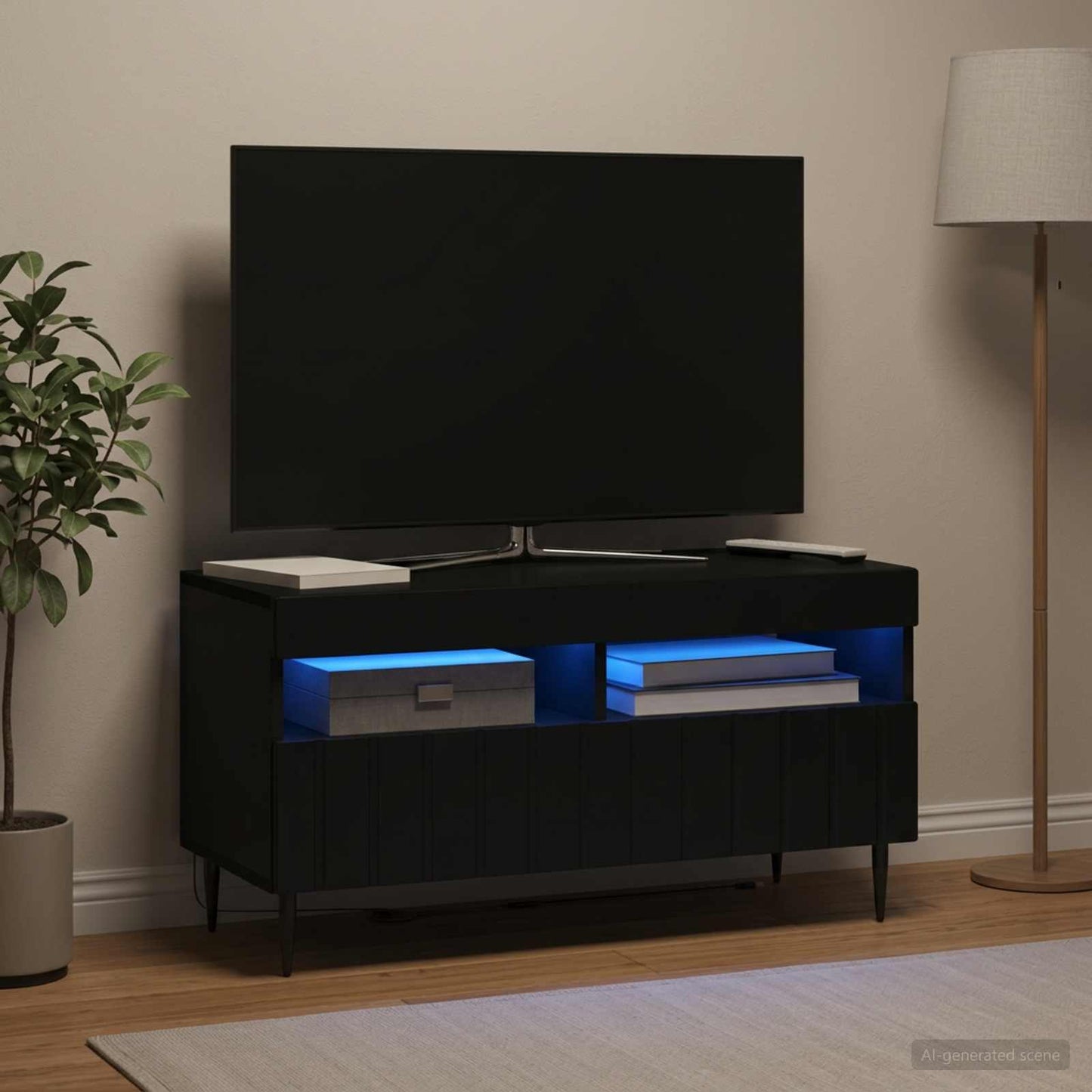 vidaXL LED TV Cabinet Black Engineered Wood