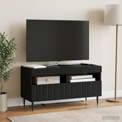 vidaXL LED TV Cabinet Black Engineered Wood