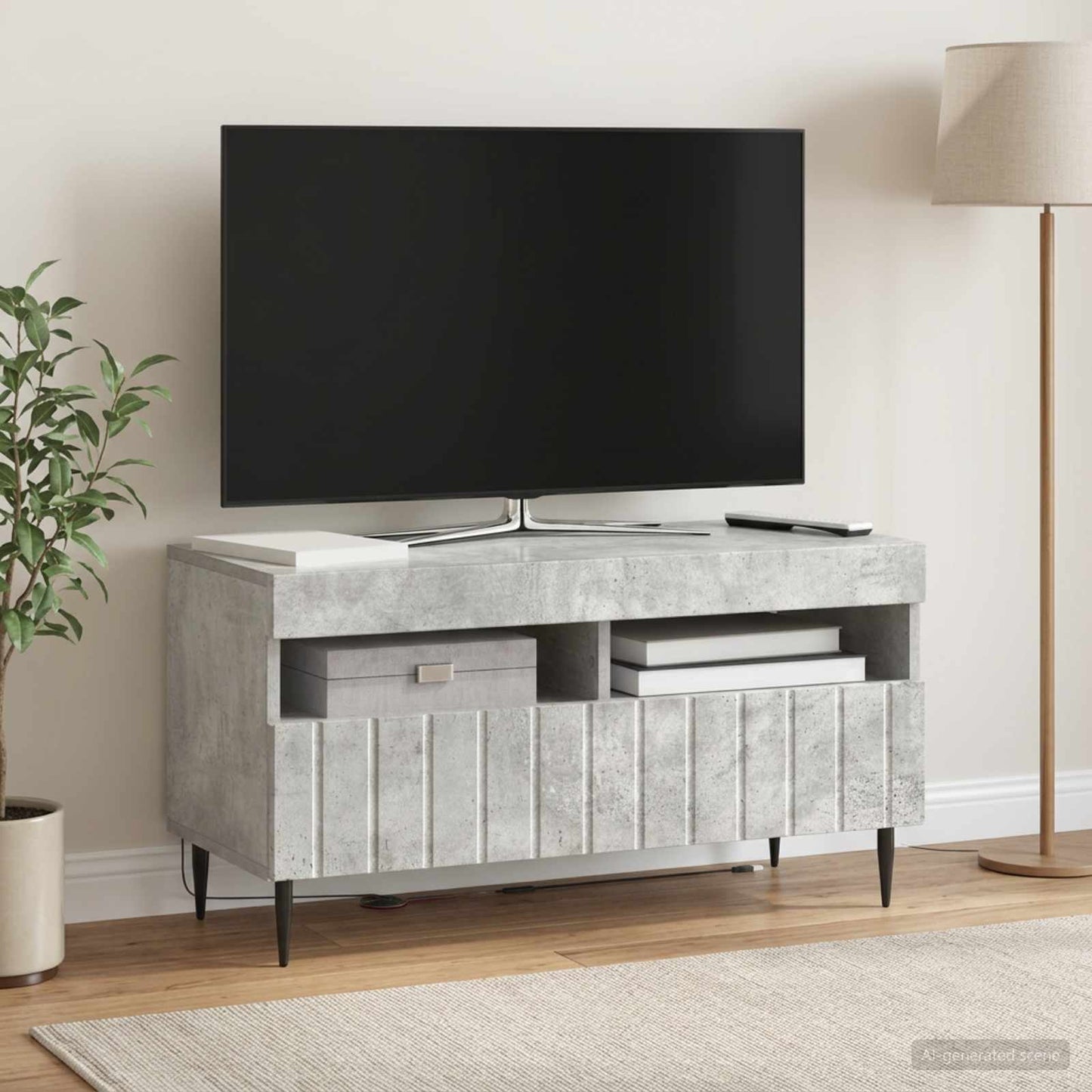 vidaXL LED TV Cabinet Concrete Grey Engineered Wood