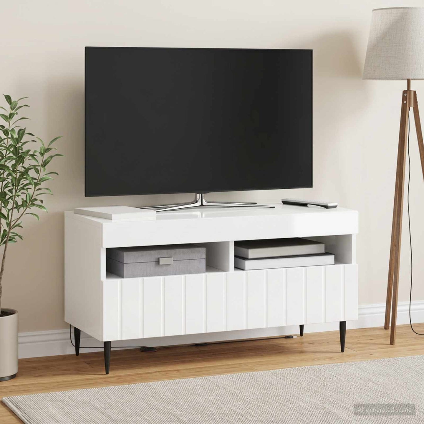 vidaXL LED TV Cabinet High Gloss White Engineered Wood