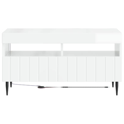 vidaXL LED TV Cabinet High Gloss White Engineered Wood