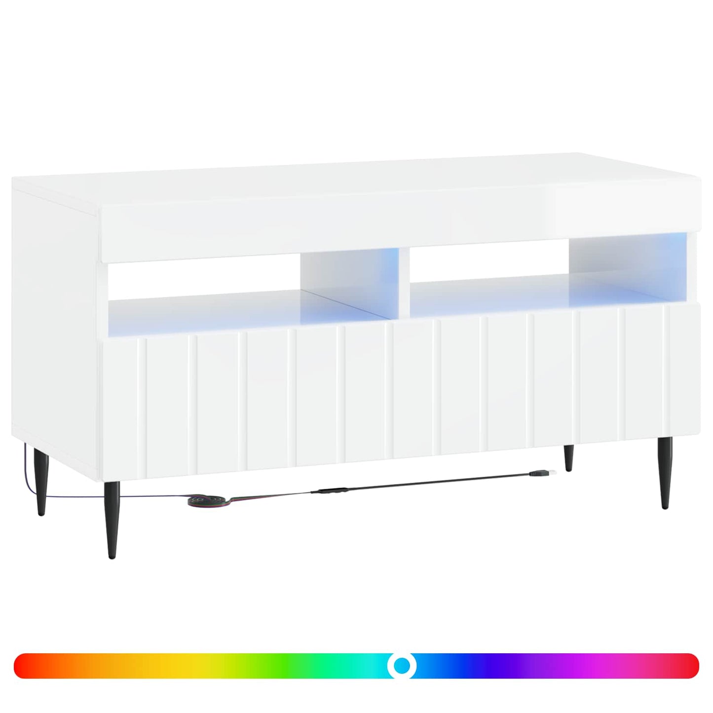 vidaXL LED TV Cabinet High Gloss White Engineered Wood