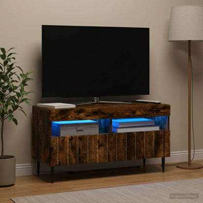 vidaXL LED TV Cabinet Smoked Oak Engineered Wood