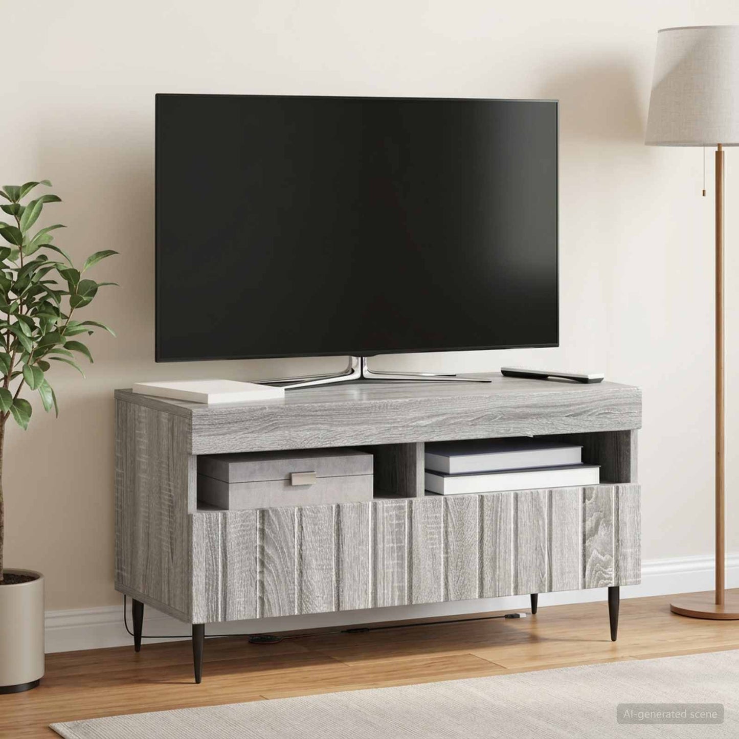 vidaXL LED TV Cabinet Grey Sonoma Engineered Wood