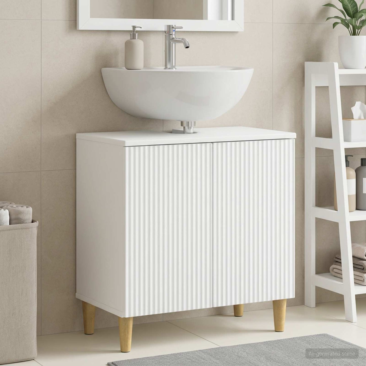 vidaXL Bathroom Sink Cabinet ARNHEM White 59.5 x 31.5x 59 cm