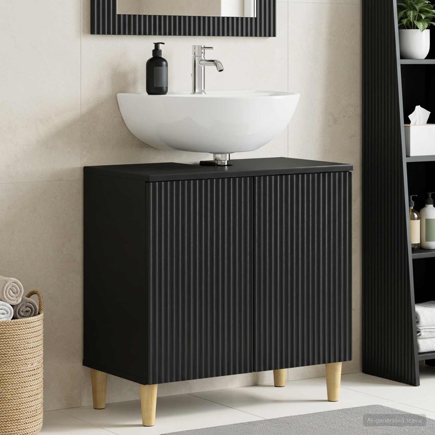 vidaXL Bathroom Sink Cabinet ARNHEM Black 59.5 x 31.5x 59 cm