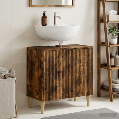 vidaXL Bathroom Sink Cabinet ARNHEM Smoked Oak 59.5 x 31.5x 59 cm