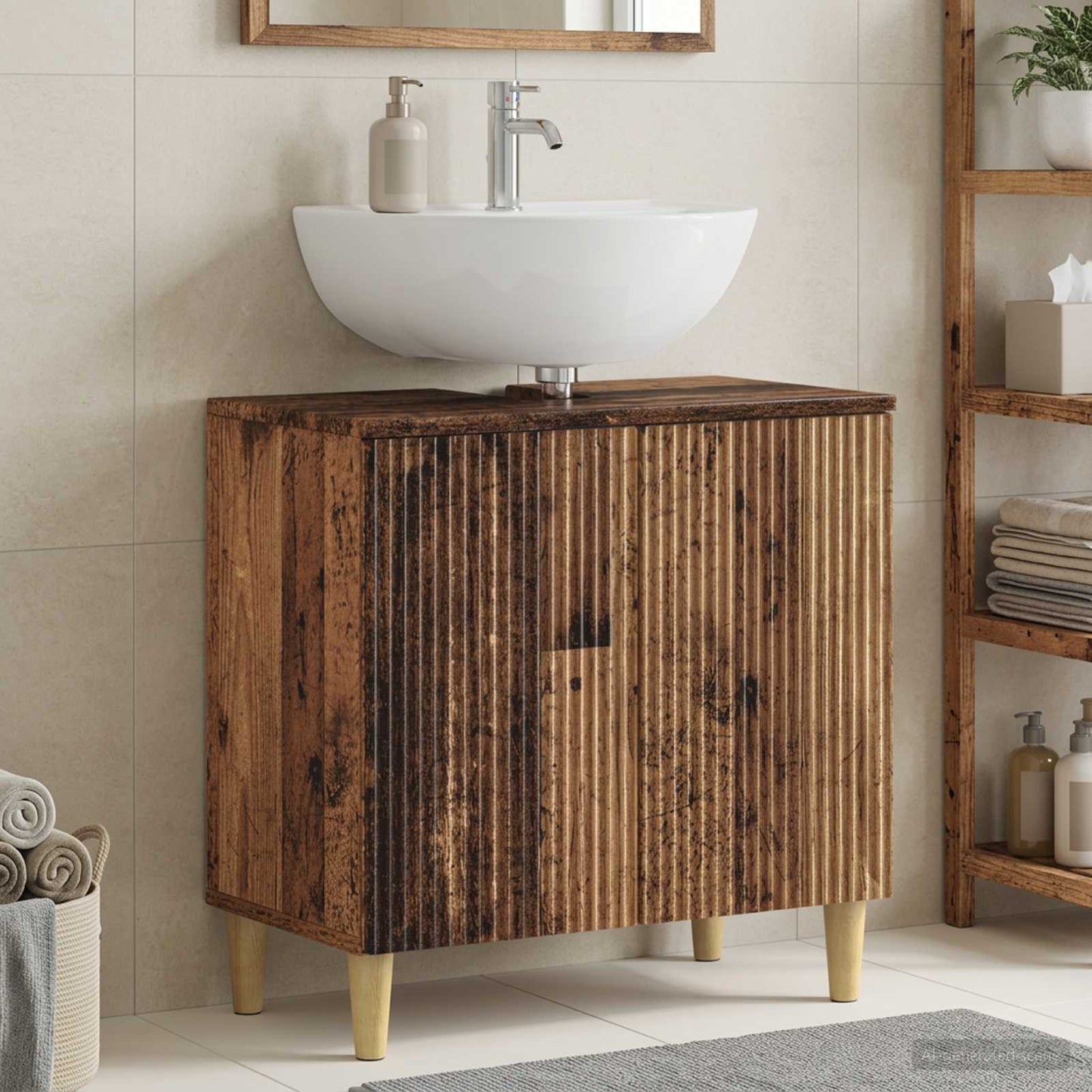 vidaXL Bathroom Sink Cabinet ARNHEM Old Wood 59.5 x 31.5x 59 cm