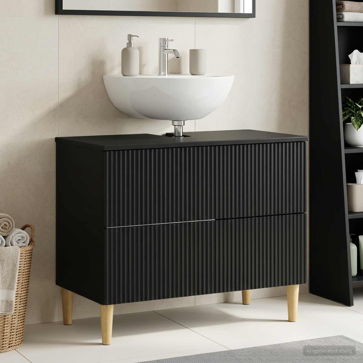 vidaXL Bathroom Sink Cabinet ARNHEM Black 82 x 41x 59 cm