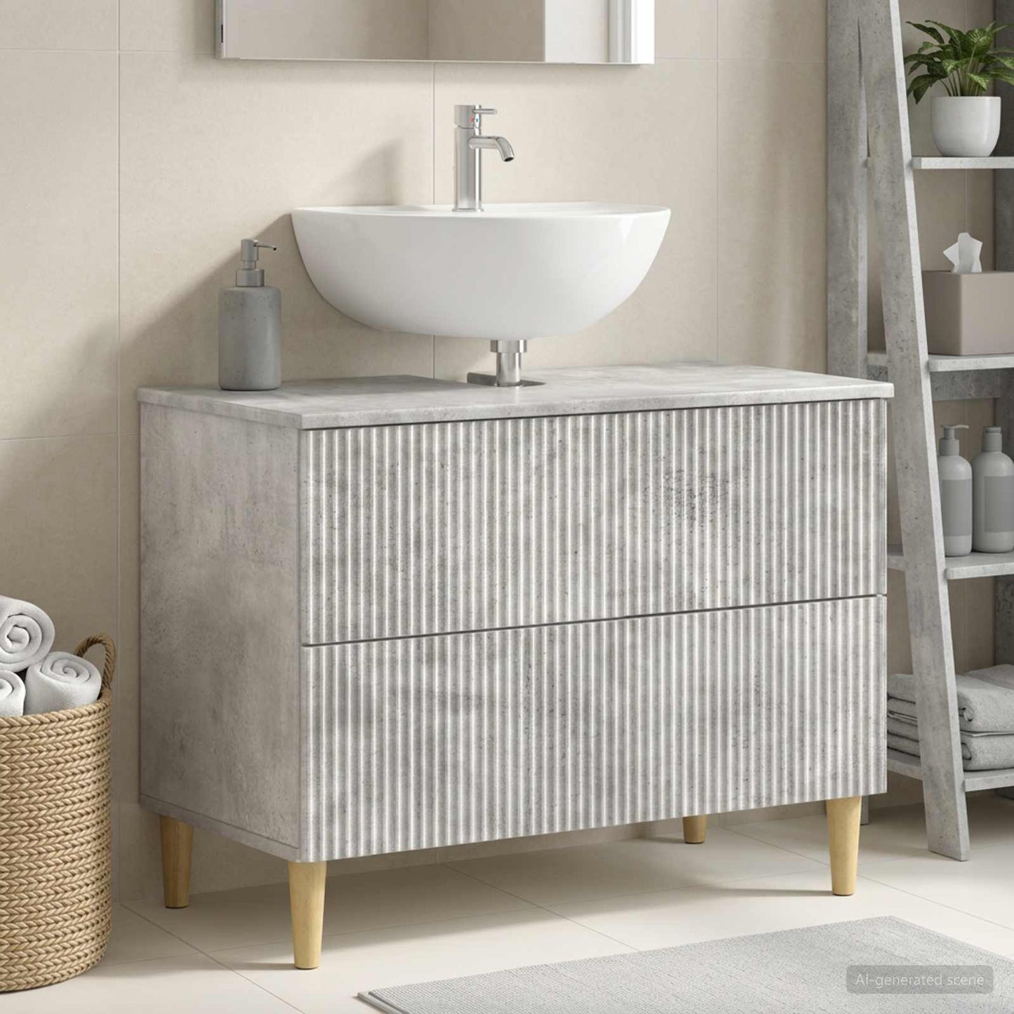 vidaXL Bathroom Sink Cabinet ARNHEM Concrete Grey 82 x 41x 59 cm