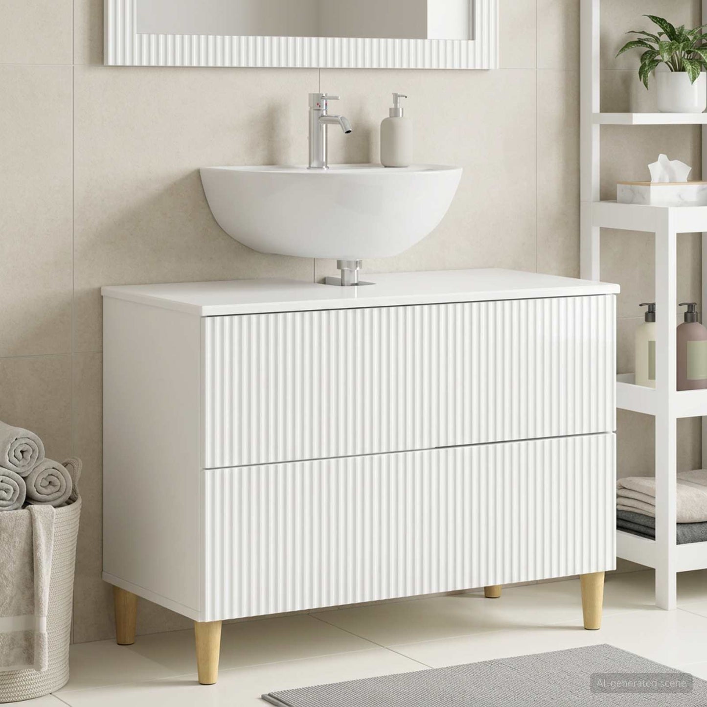 vidaXL Bathroom Sink Cabinet ARNHEM High Gloss White 82 x 41x 59 cm