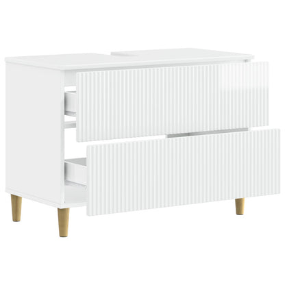 vidaXL Bathroom Sink Cabinet ARNHEM High Gloss White 82 x 41x 59 cm