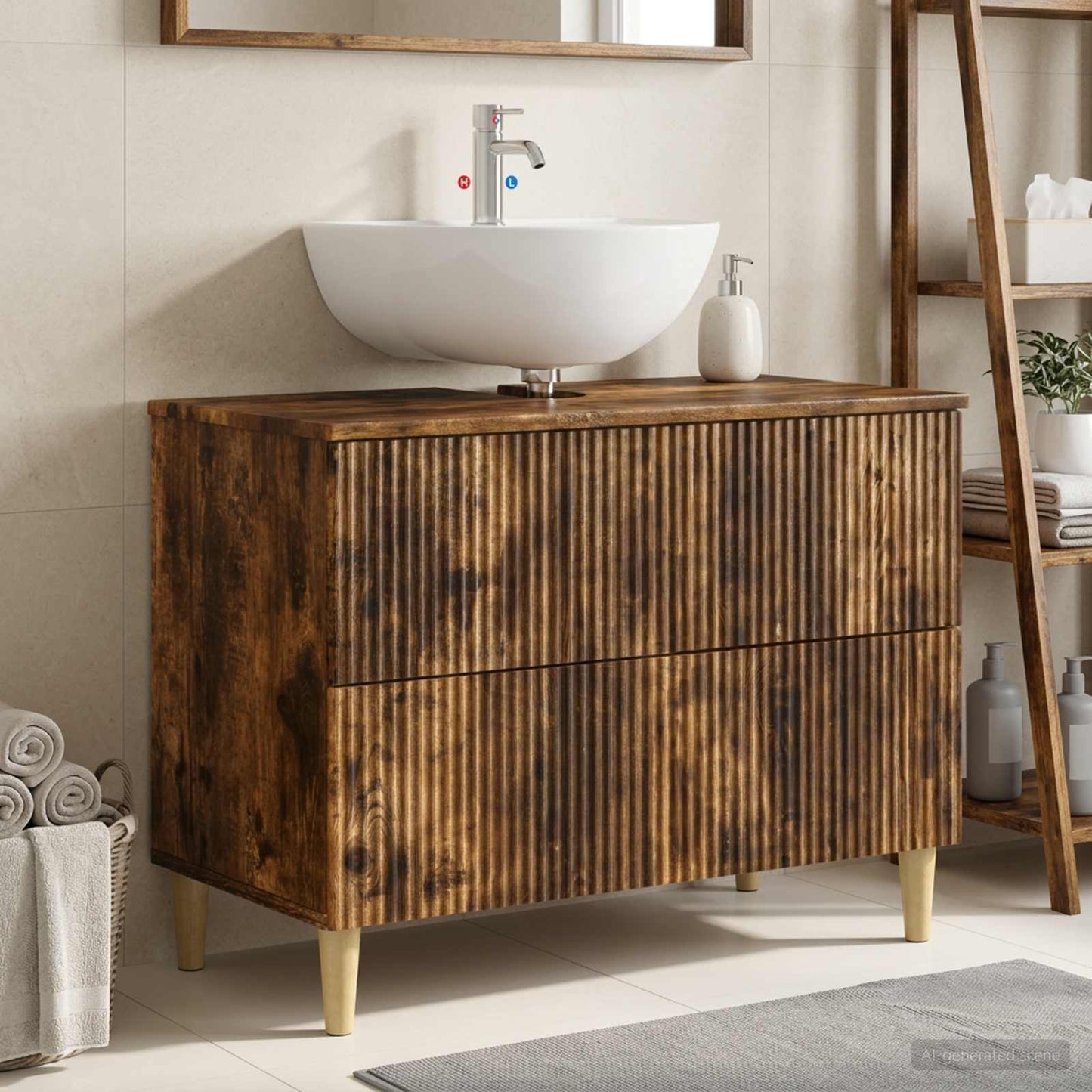 vidaXL Bathroom Sink Cabinet ARNHEM Smoked Oak 82 x 41x 59 cm