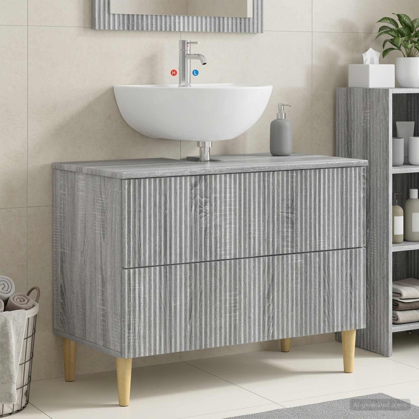 vidaXL Bathroom Sink Cabinet ARNHEM Grey Sonoma 82 x 41x 59 cm