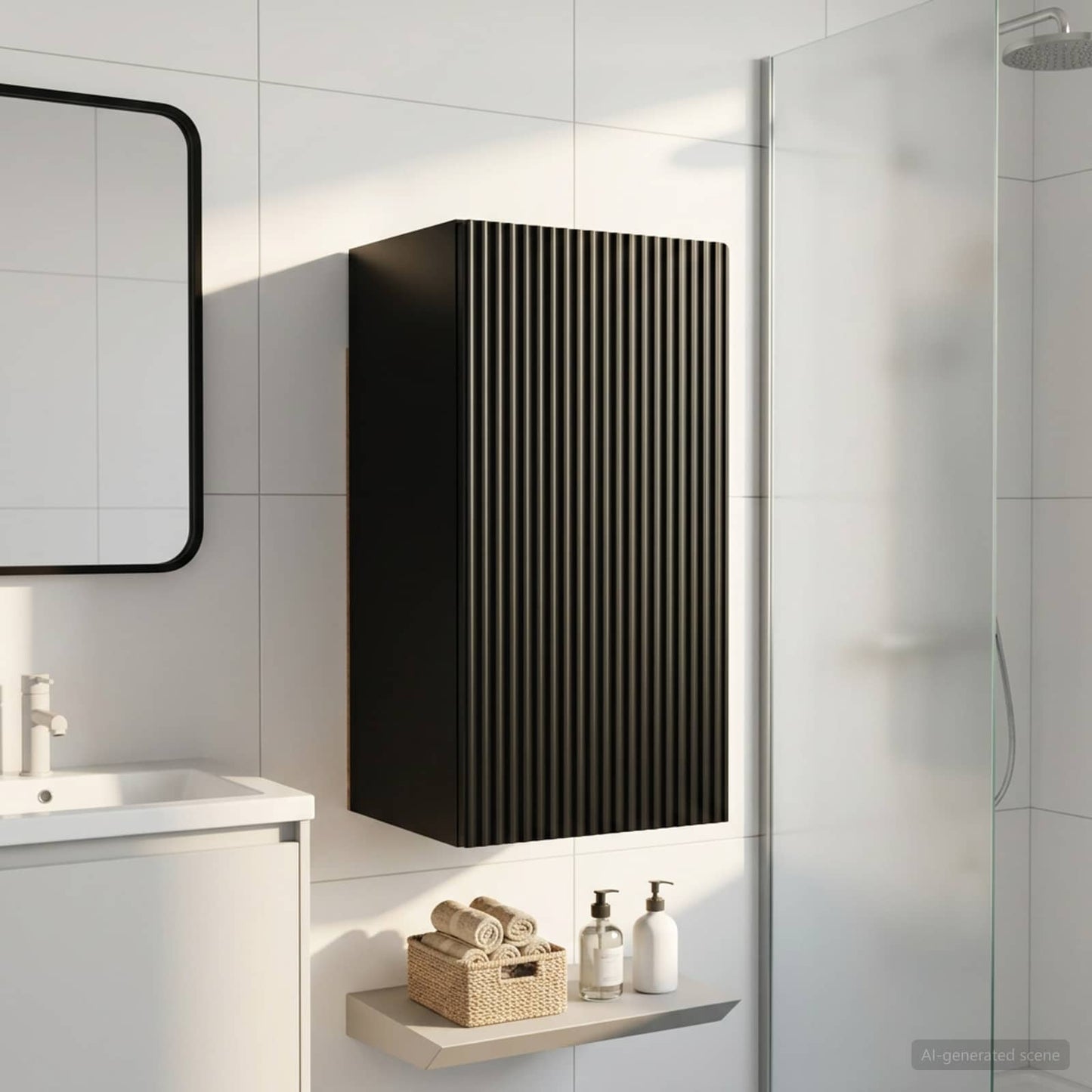 vidaXL Bathroom Wall Cabinet ARNHEM Black 30 x 31 x 59 cm