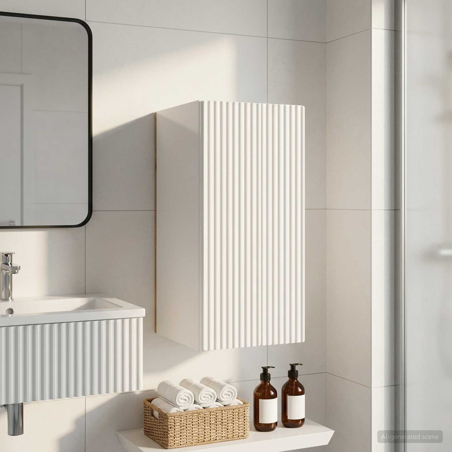 vidaXL Bathroom Wall Cabinet ARNHEM High Gloss White 30 x 31 x 59 cm