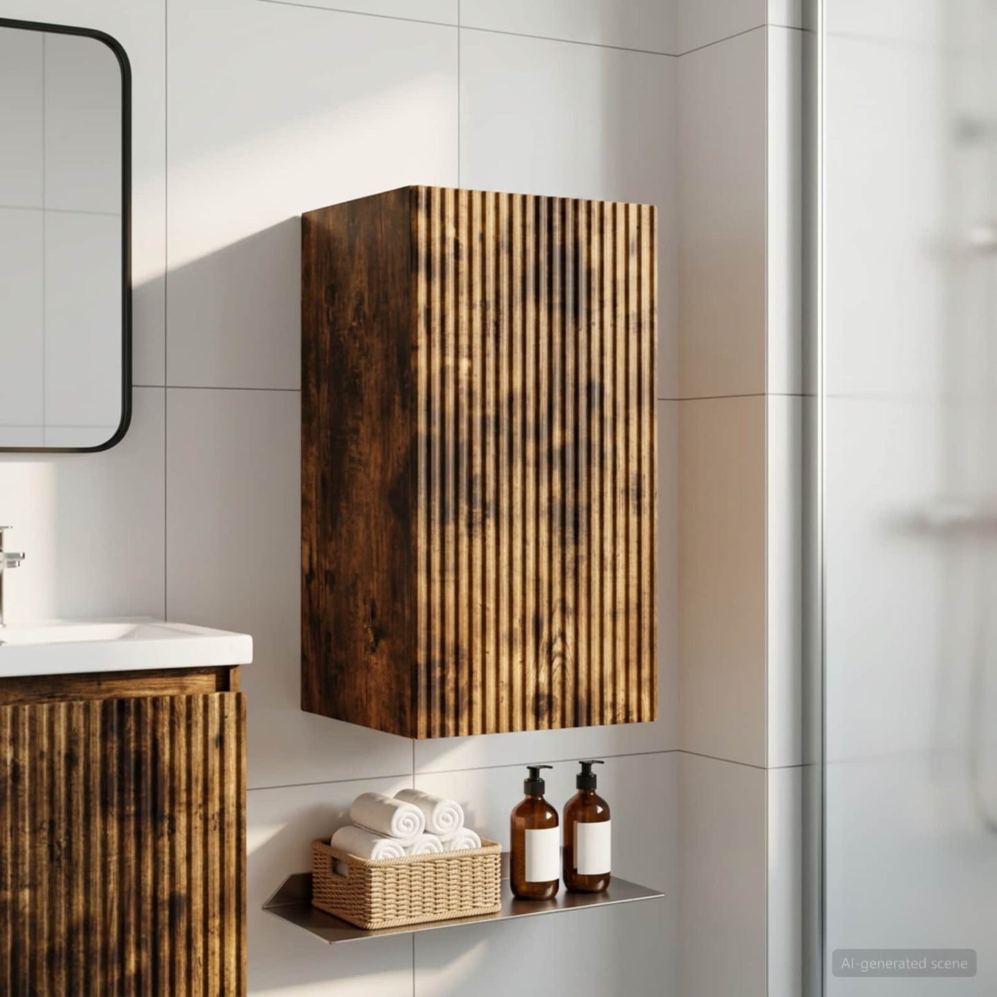 vidaXL Bathroom Wall Cabinet ARNHEM Smoked Oak 30 x 31 x 59 cm