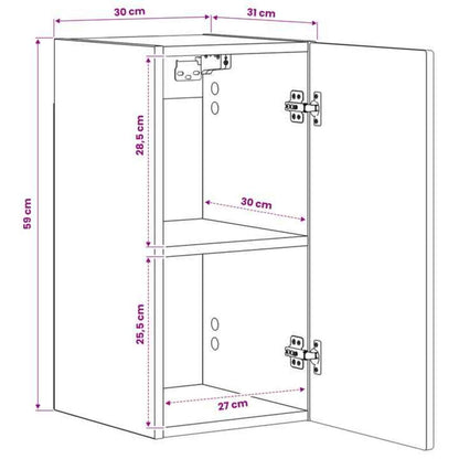 vidaXL Bathroom Wall Cabinet ARNHEM Smoked Oak 30 x 31 x 59 cm