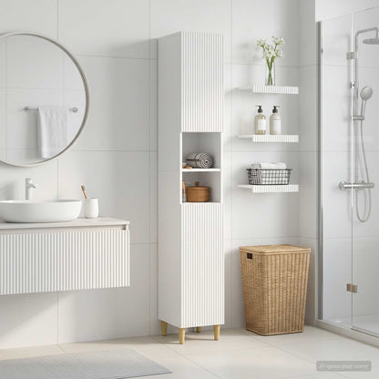 vidaXL Bathroom Cabinet with Open Shelf ARNHEM White 30 x 31 x 190 cm