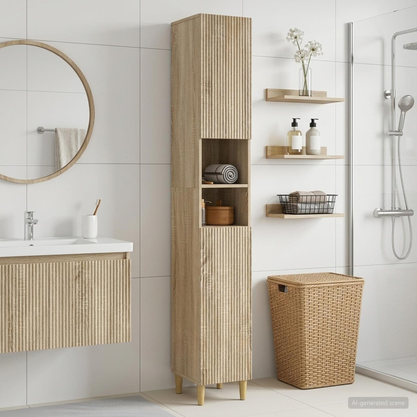 vidaXL Bathroom Cabinet with Open Shelf ARNHEM Sonoma Oak