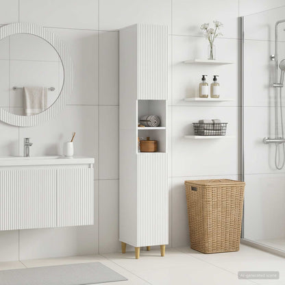 vidaXL Bathroom Cabinet with Open Shelf ARNHEM High Gloss White