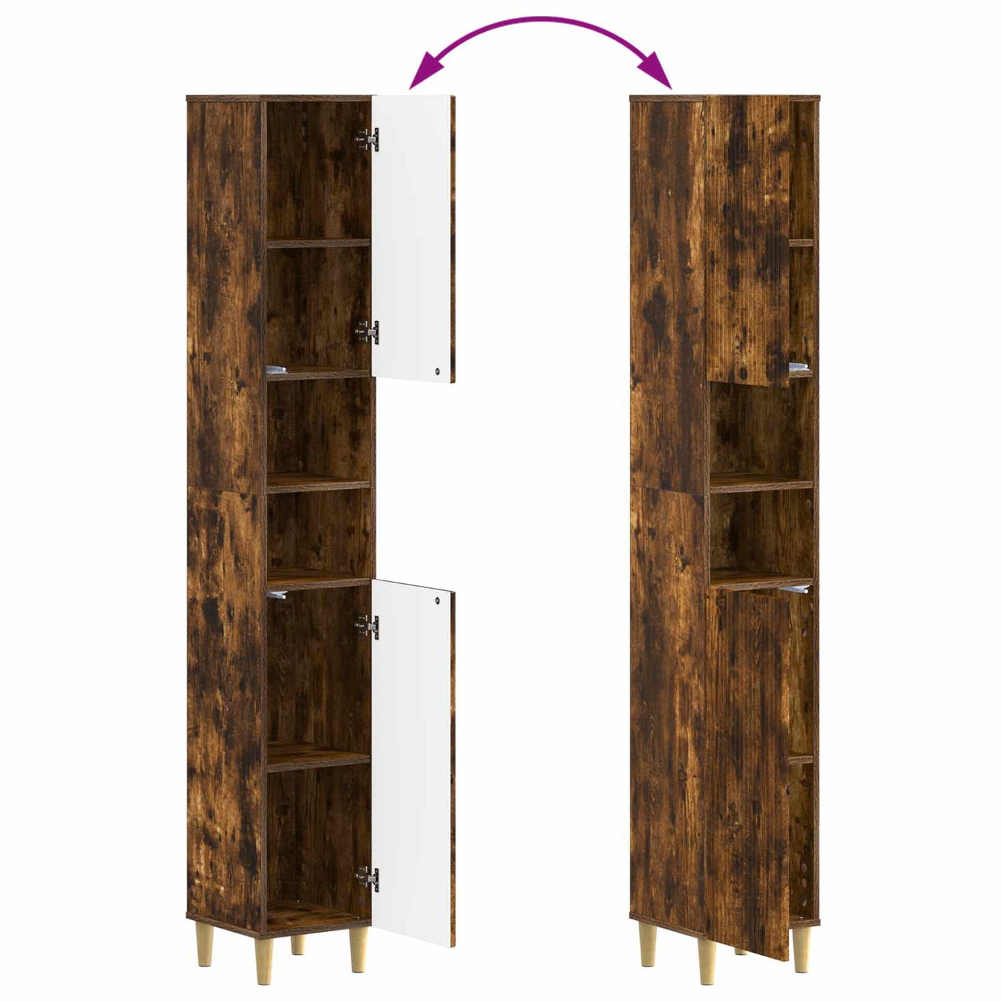 vidaXL Bathroom Cabinet with Open Shelf ARNHEM Smoked Oak