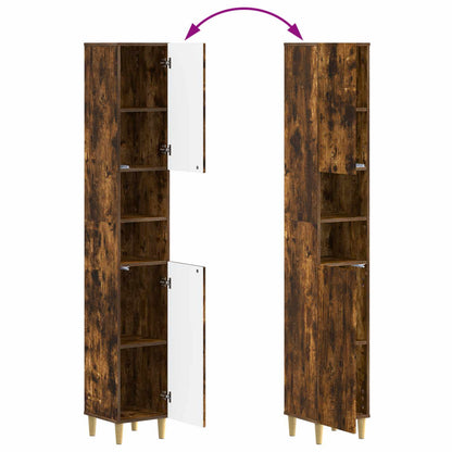 vidaXL Bathroom Cabinet with Open Shelf ARNHEM Smoked Oak