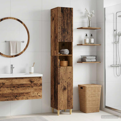vidaXL Bathroom Cabinet with Open Shelf ARNHEM Old Wood