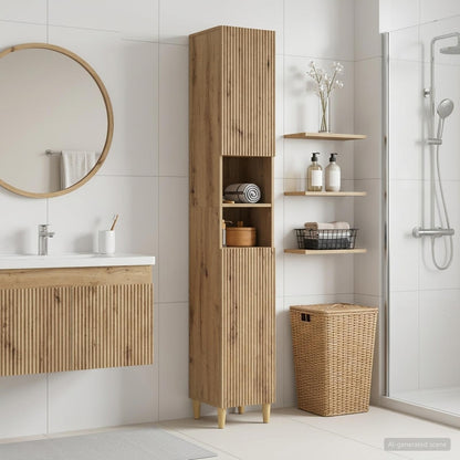 vidaXL Bathroom Cabinet with Open Shelf ARNHEM Artisan Oak