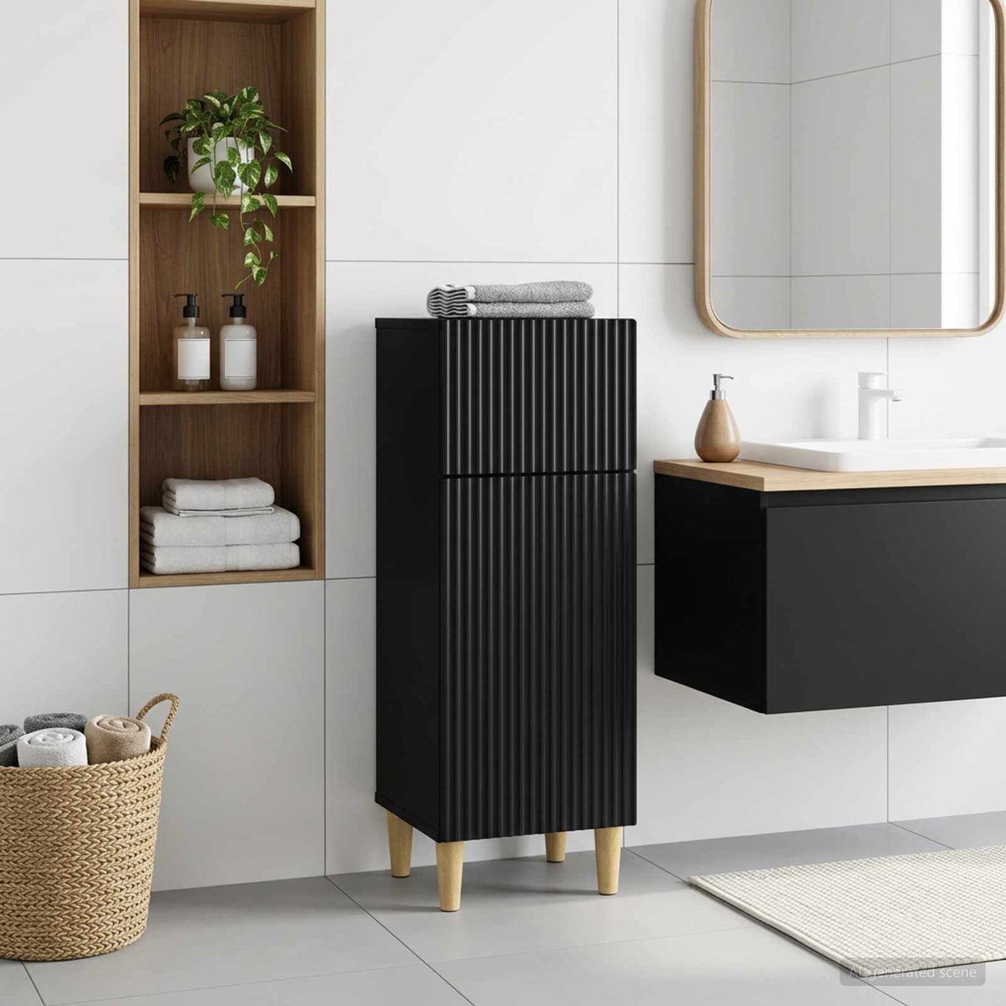 vidaXL Bathroom Storage Cainet ARNHEM Black 30 x 31 x 80 cm